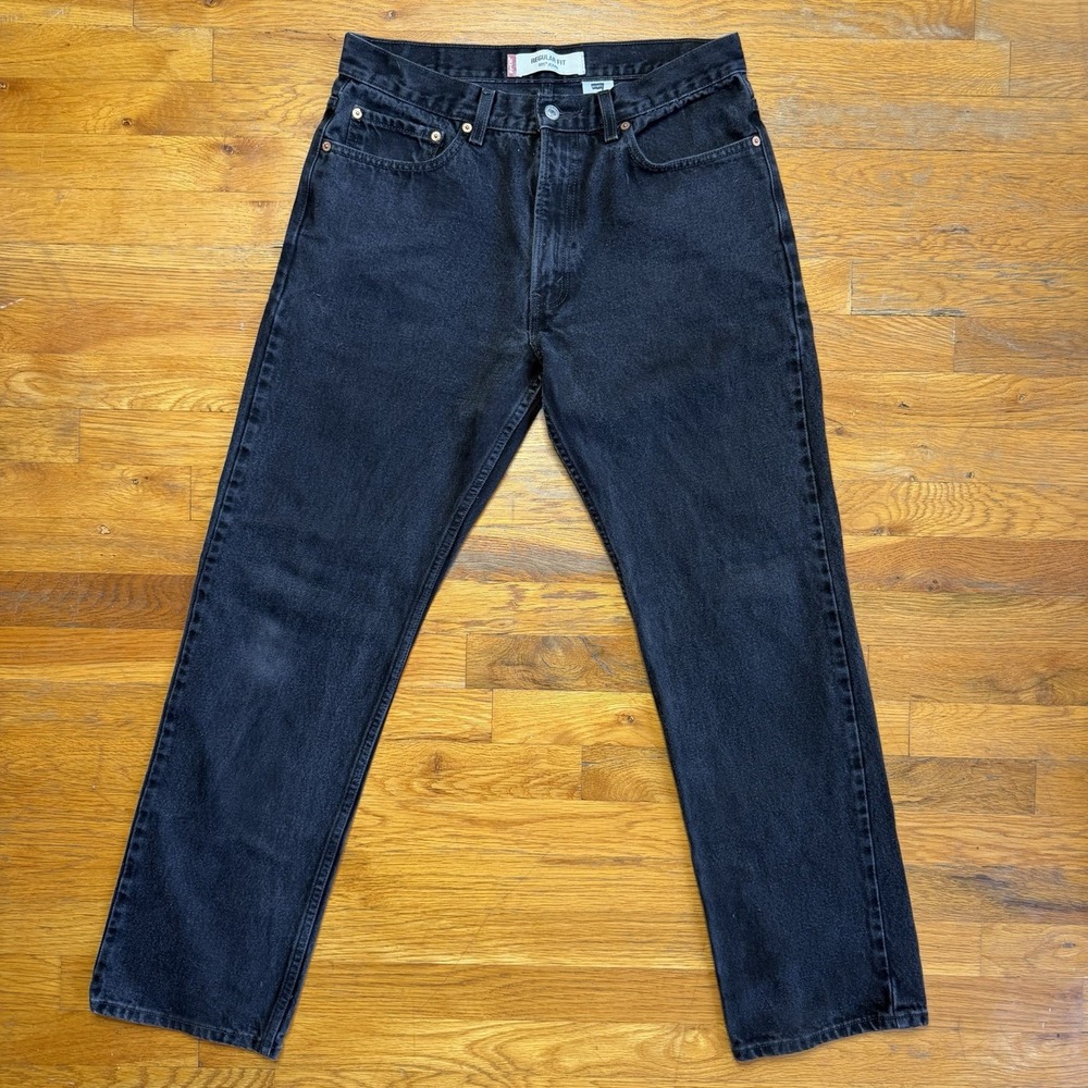 Vintage 2004 Levi's 505 Jeans 34x32 Black Regular Fit Straight Leg USA Y2K